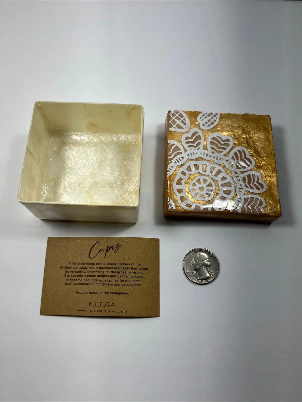 Kultura Capiz Shells Storage Keepsake Boxes Set of 3